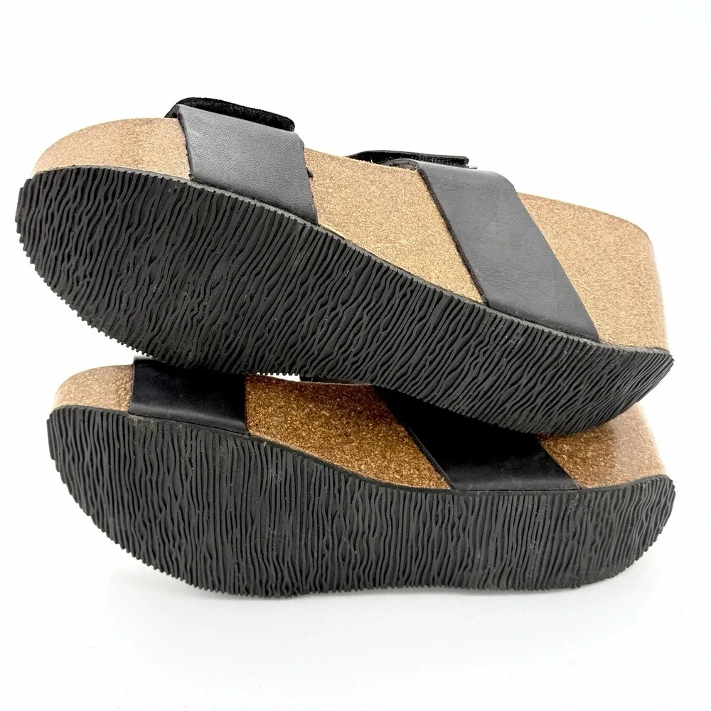 Lola Sabbia‎ for Eric Michael Women's Wedge Sandals Size 7 Black